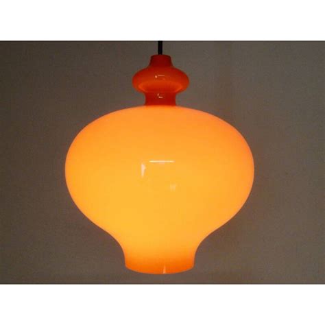 Vintage Orange Glass Pendant Lamp By Hans Agne Jakobsson Sweden 1960