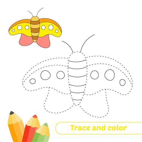 Premium Vector Trace And Color For Kids Butterfly Vector