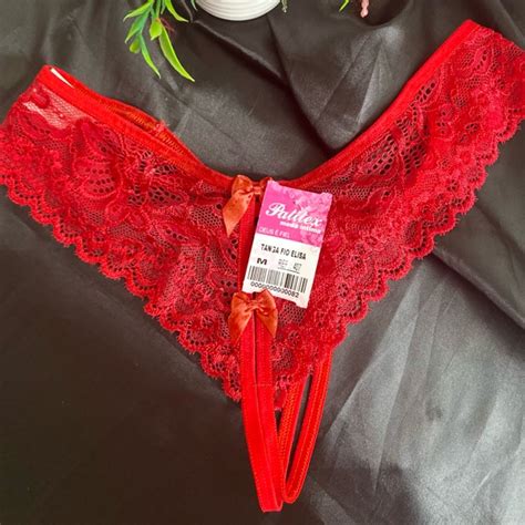 Calcinha E Renda Abertura Elisa Fio Vermelha Spicy Hot SEXSHOP