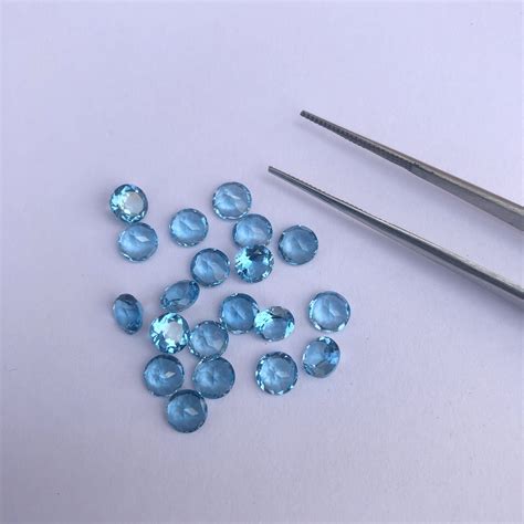 Shop Natural Swiss Blue Topaz Round Cut Gemstone FREE SHIPPING