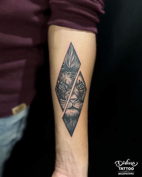 Lion Tattoo Divinetattoorajkot Geometric Lion Tattoo Tattoos For