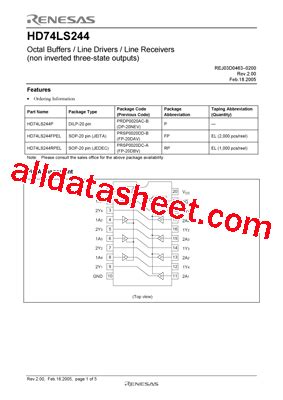 HD74LS244 Datasheet PDF Renesas Technology Corp