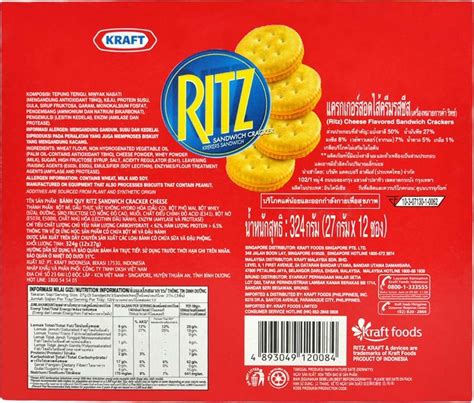 4893049120084 Ritz Sandwich Cracker With Cheese 3 Pcs 27g 12 Pack