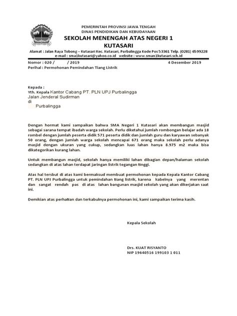 Surat Pln Pemindahan Tiang Listrik Pdf
