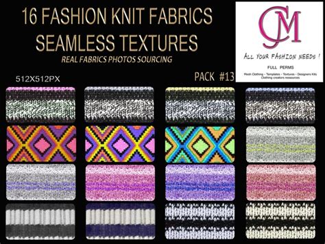 Second Life Marketplace 16 Fashion Knit Fabric Seamless Pack 13
