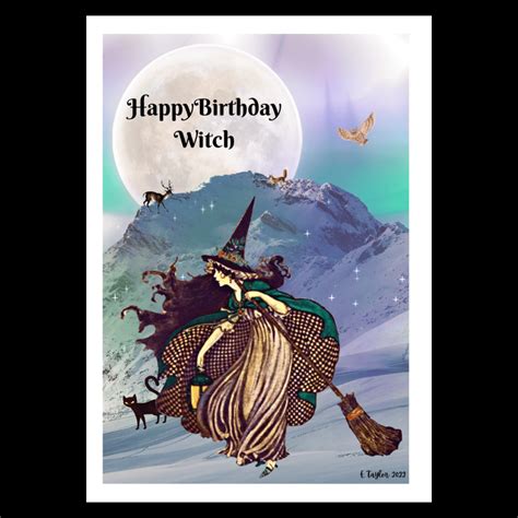 Happy Birthday Witch Card Personalised Seeded Folksy