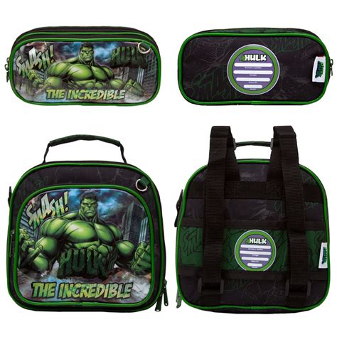 Mochila Incrivel Hulk Escolar Rodinha Kit Lancheira Estojo Usa Magazine