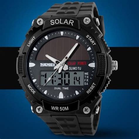 Skmei Men S Solar Power Sport Dual Time Waterproof Digital Analog Wrist