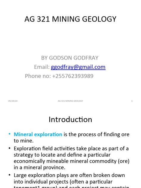 LECTURE 1 - MINERAL EXPLORATION PROCESSES | Download Free PDF | Mining ...