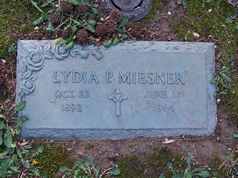 Lydia Miesner Gravestone Cape County Memorial Cape Girardeau Mo