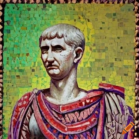 Mosaic Of Emperor Trajan In White Armor On A Colorful Background On Craiyon