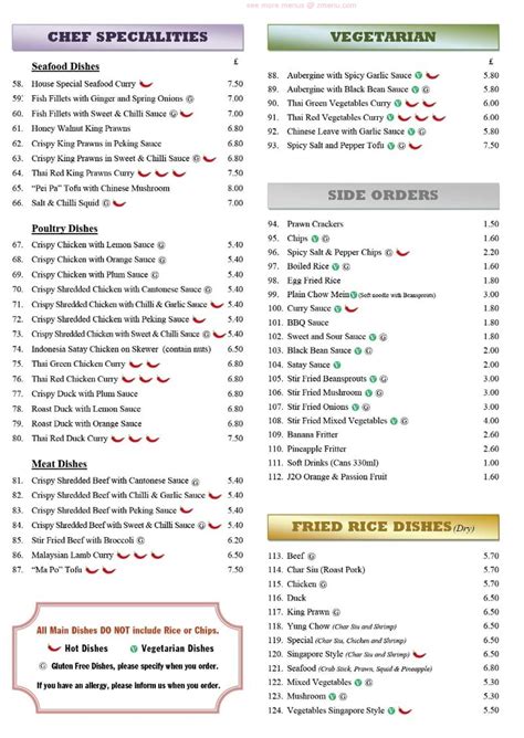 Menu At Eastern Chinese Express Restaurant Carlisle 49 53 Blackfriars St