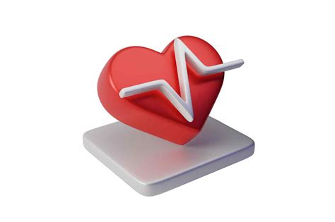 Red Heart With White Pulse Line 3d Icon