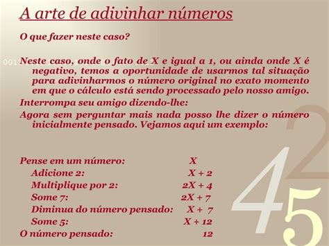 A Arte De Advinhar Numeros Ppt