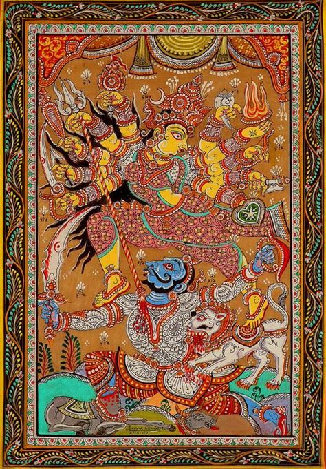 An Intricately Decorated Painting Depicting Hindu Deities