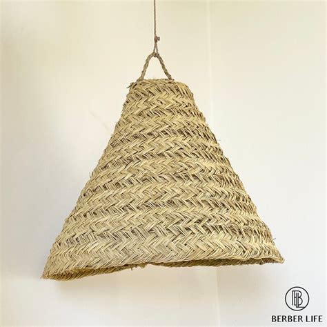 Moroccan Handmade Natural Rattan Lampshade Suspension Doum Etsy