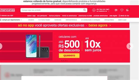 Site Da Americanas Volta Ao Ar Aviso De Retorno Gradual