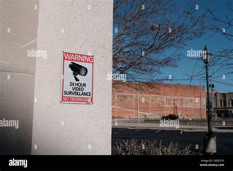 Warning 24 Hour Video Surveillance No Trespassing Sign With CCTV Camera