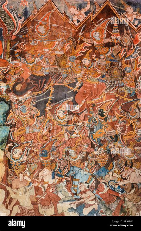 Ancient Buddhist Temple Mural Painting In Thailand Stock Photo Alamy