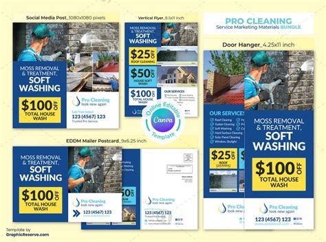 Cleaning Service Marketing Material Template Bundle Canva Template