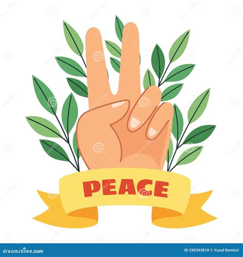 Vector Drawing of Peace Hand Sign Stock Vector - Illustration of hippie ...