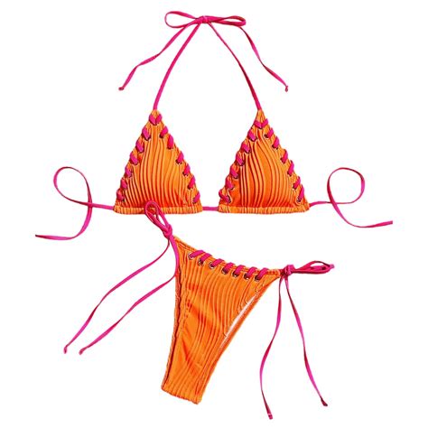 Msjuheg Bathing Suits Halter String Bikini Sets For Women Thong Bikini Sets For Women Summer