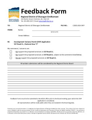Fillable Online Development Variance Permit Dvp Application Fax Email