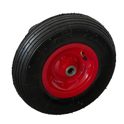 Red Steel Rim Pneumatic Rubber Wheels Wheelbarrow Tyres For Hand Truck Rubber Wheels And