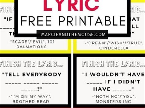 Finish the Lyrics Game Disney Edition - Marcie in Mommyland