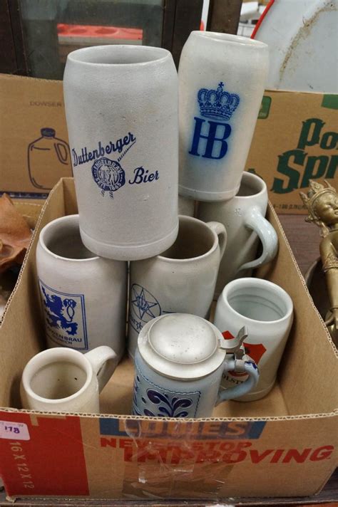 Sold Price Lot Assorted Vintage German Stoneware Beer Mugs July 4