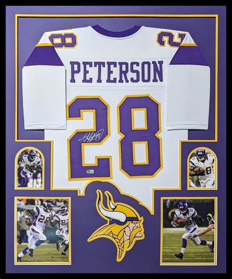 Framed Minnesota Vikings Adrian Peterson Autographed Signed Jersey Bas