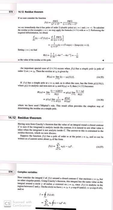 Solved Problem P Use The Residue Theorem To Evaluate The Chegg