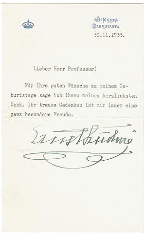 Ms Brief mit eigenh Unterschrift von Ernst Ludwig Großherzog von