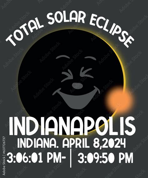 Indianapolis Indiana In Total Solar Eclipse T Shirt Design Vector