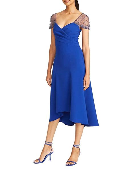 Theia Anette High Low Cocktail Dress In Blue Lyst