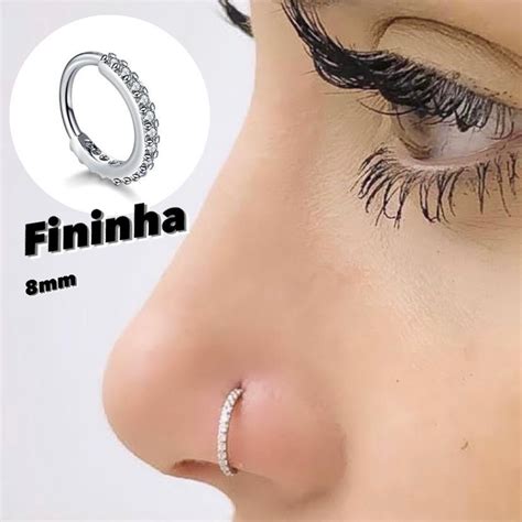 Piercing Nariz Cartilagem Argola Cravejado Strass Shopee Brasil