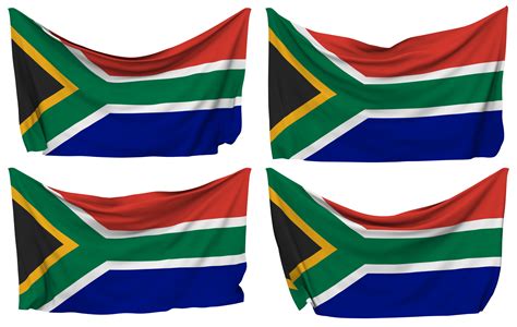 South Africa Pinned Flag From Corners Isolated With Different Waving