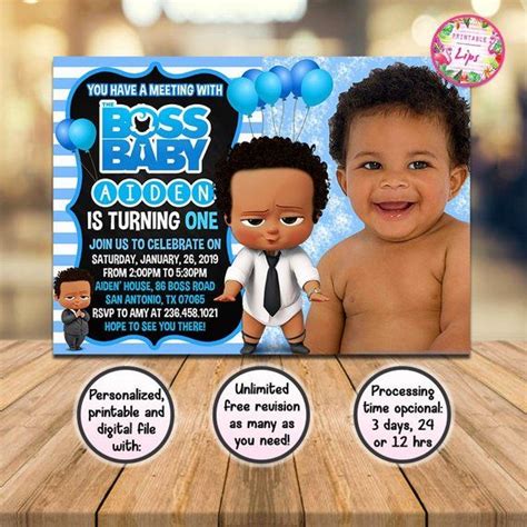 Boss Baby Invitation Boss Baby Movie Birthday Party Invite Afro