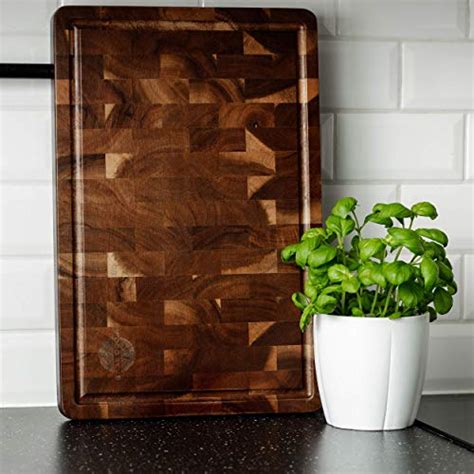 Large Thick Wood Cutting Board Natural End Grain Acacia Wood