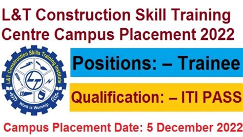 Larsen Toubro Campus Placement Iti Jobs