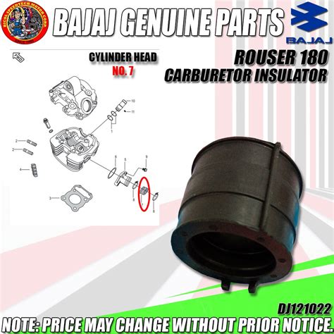 ROUSER 180 CARBURETOR INSULATOR KMC GENUINE DJ121022 Shopee