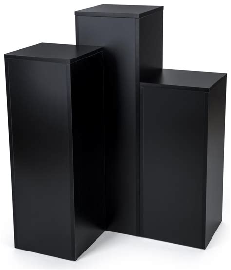 Set Of 3 Portable Pedestals For Floor 125 Square Top Black Store