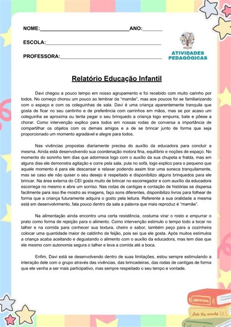 Relat Rios Descritivos Atividades E Pedagogia