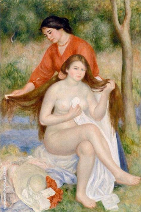 Bather And Maid By Pierre Auguste Renoir Oil Painting Reproduction