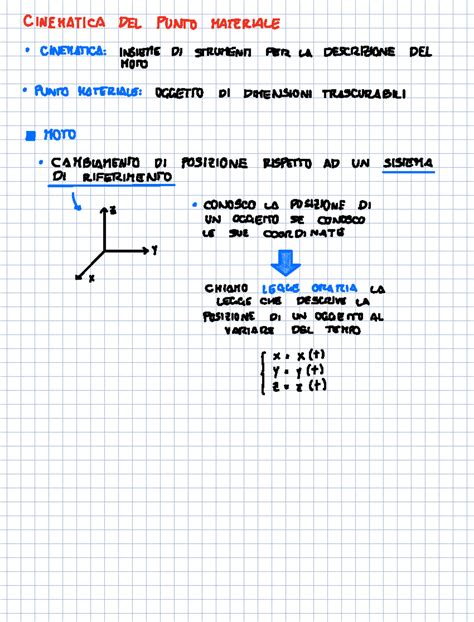 Teoria Fisica Primo Parziale CINEMATICA DEL PUNTO MATERIALE