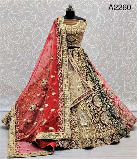 Velvet Bridal Lehenga Choli Collection A2232
