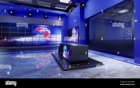 News Studio, Backdrop For TV Shows .TV On Wall.3D Virtual News Studio ...