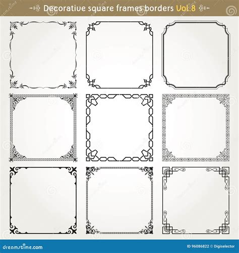 Dekorative Quadratische Rahmen Und Grenzen Stellten Vektor Ein Vektor