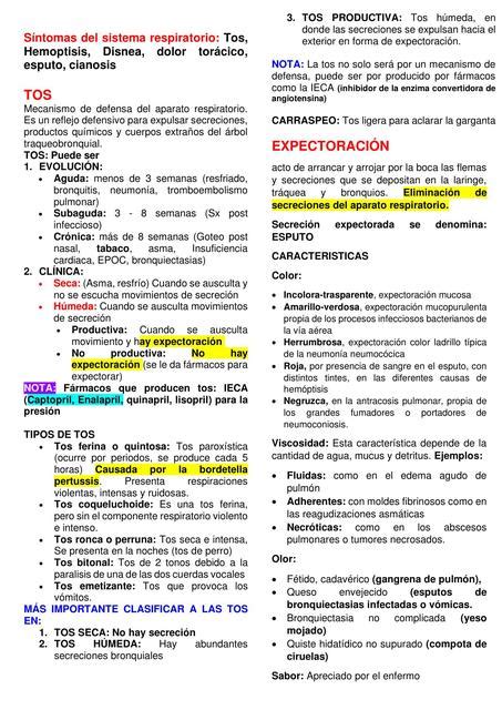 Semiología de la tos MEDICAL NOTES uDocz