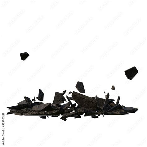 Broken Stone Debris Impact Overlay Transparent Background Png Stock